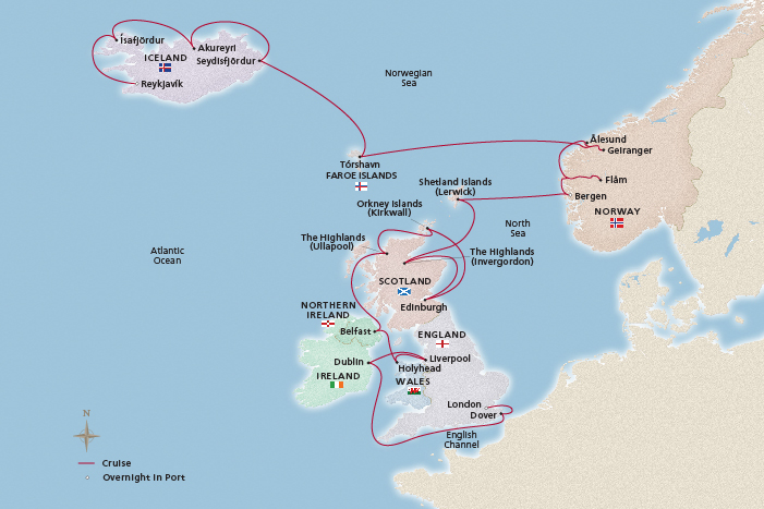 British Isles & Iceland Explorer Itinerary Map