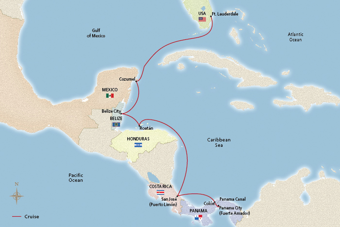 Classic Panama Canal Passage Itinerary Map