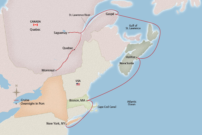 Eastern Seaboard Explorer Itinerary Map