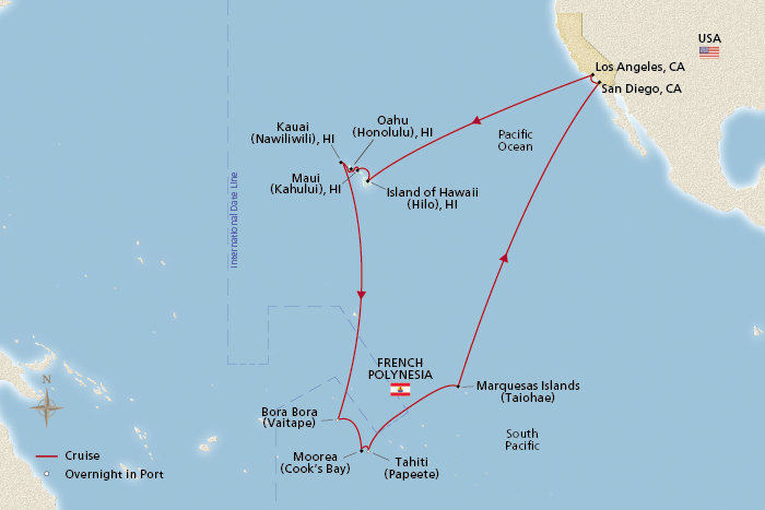 Grand Hawaii & Polynesia Itinerary Map