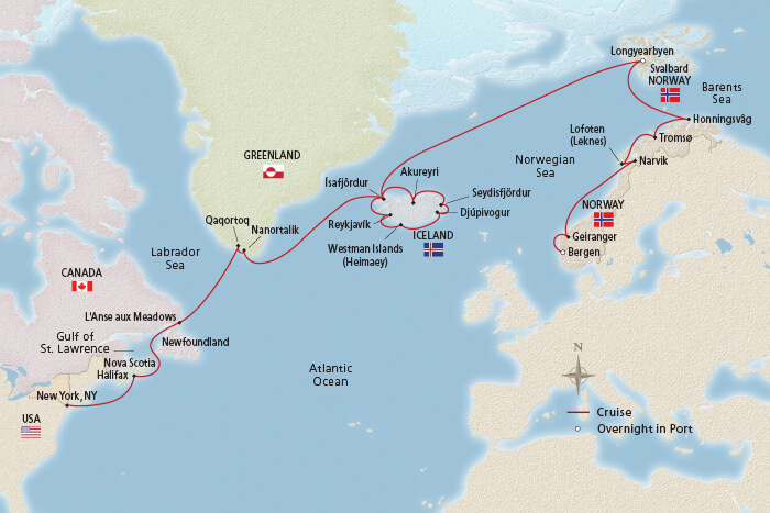 Greenland, Iceland, Norway & Beyond Itinerary Map
