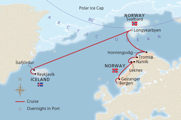 Iceland & Norway's Arctic Explorer Itinerary Map