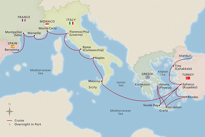 Iconic Mediterranean Treasures Itinerary Map