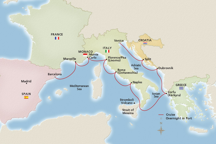 Mediterranean Odyssey Itinerary Map