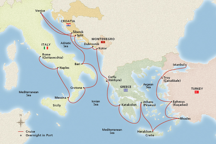 Adriatic & Mediterranean Sojourn Itinerary Map