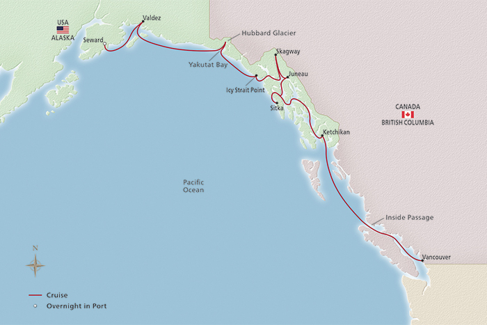 Alaska & the Inside Passage Itinerary Map