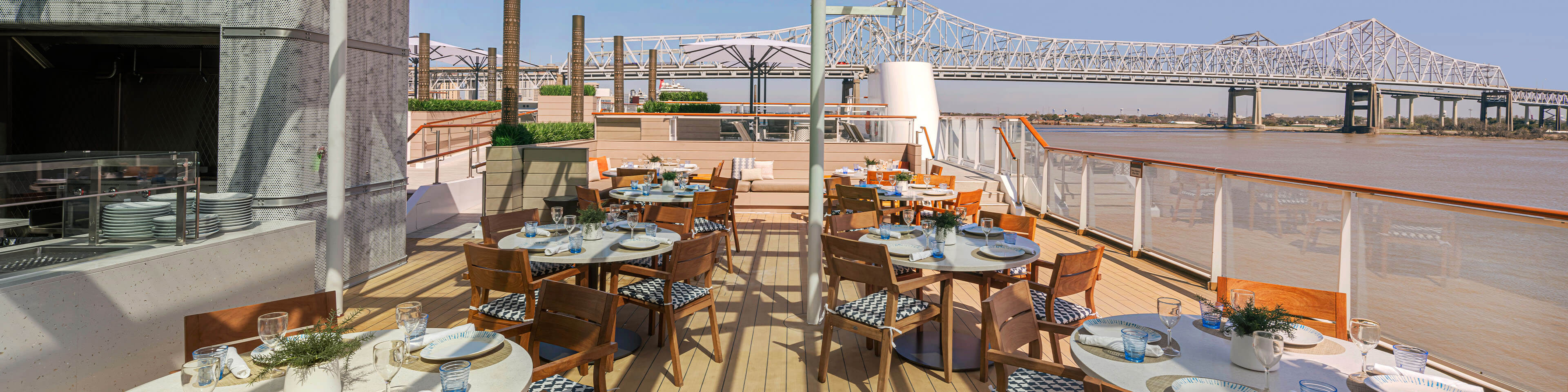 Outdoor Aquavit Terrace aboard Viking Mississippi